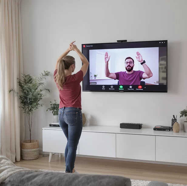 A lady dances to SOMA breath music in her bedroom in Oak Bay